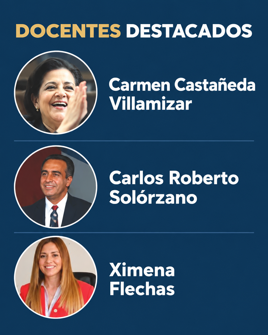 Docentes destacados: Carmen Castañeda Villamizar, Carlos Roberto Solórzano y Ximena Flechas